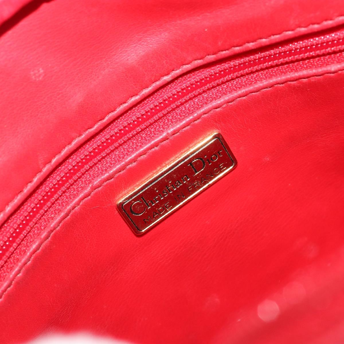 Christian Dior Shoulder Bag Leather Red Gold Auth ti3976