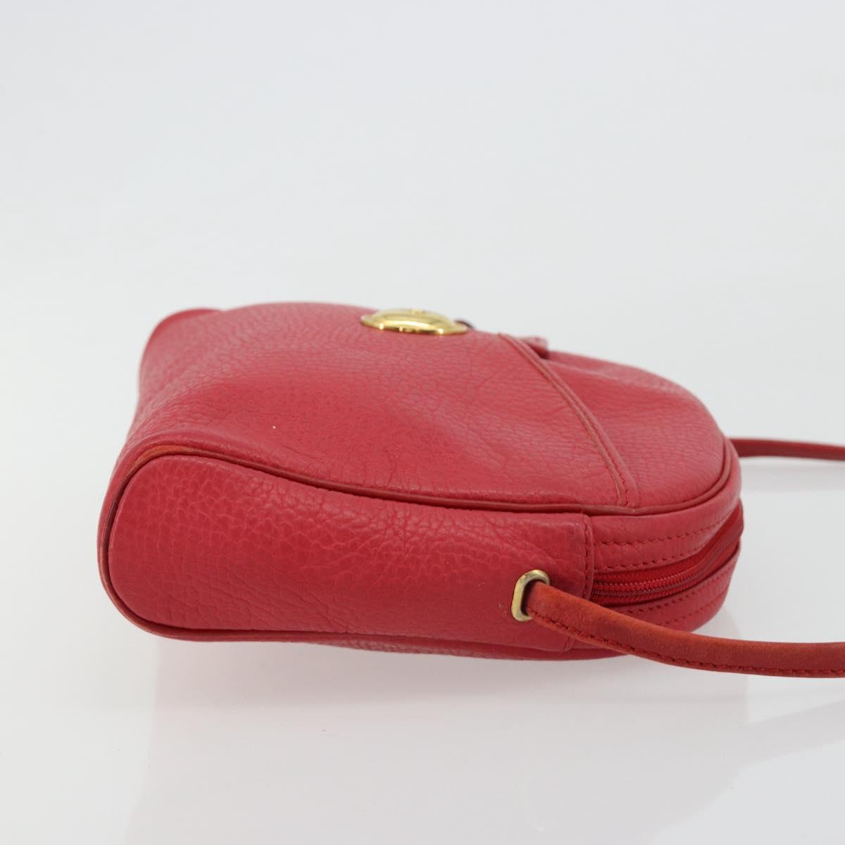 Christian Dior Shoulder Bag Leather Red Gold Auth ti3976