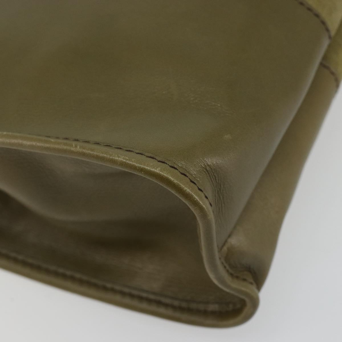 Christian Dior Clutch Bag Leather Green Gold Auth ti3979