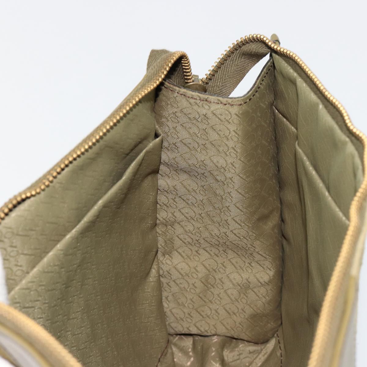 Christian Dior Clutch Bag Leather Green Gold Auth ti3979