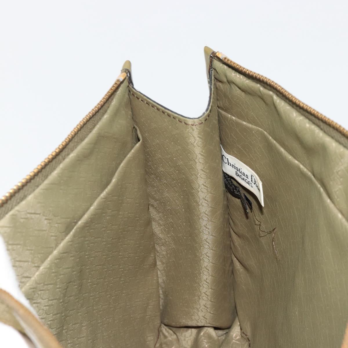 Christian Dior Clutch Bag Leather Green Gold Auth ti3979