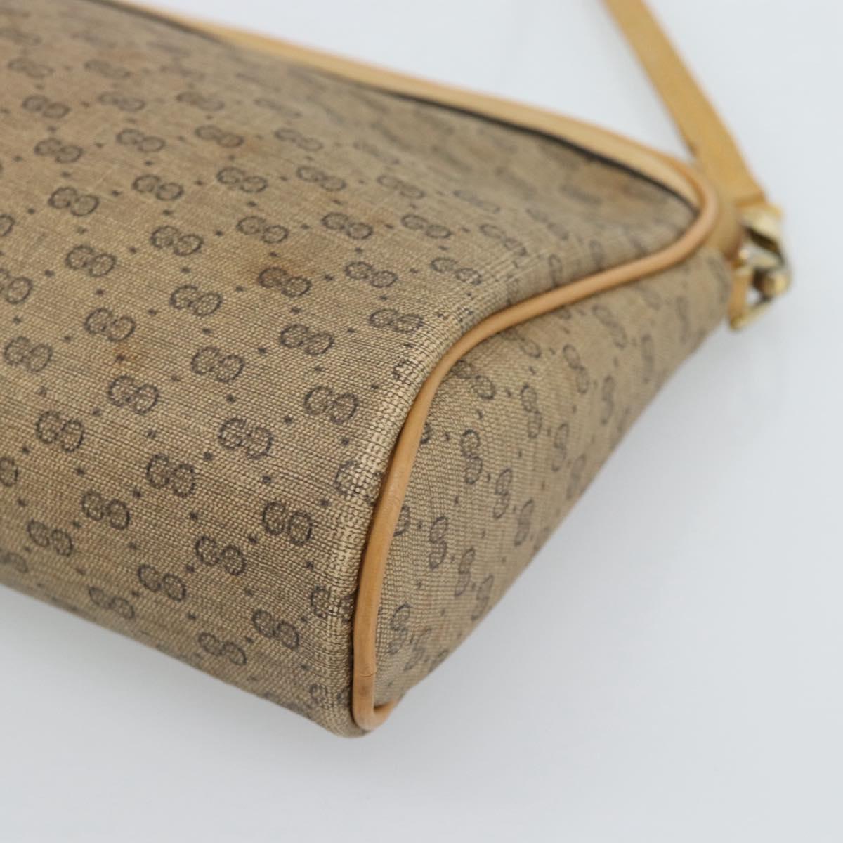 GUCCI Micro GG Supreme Shoulder Bag PVC Beige Gold Auth ti3980