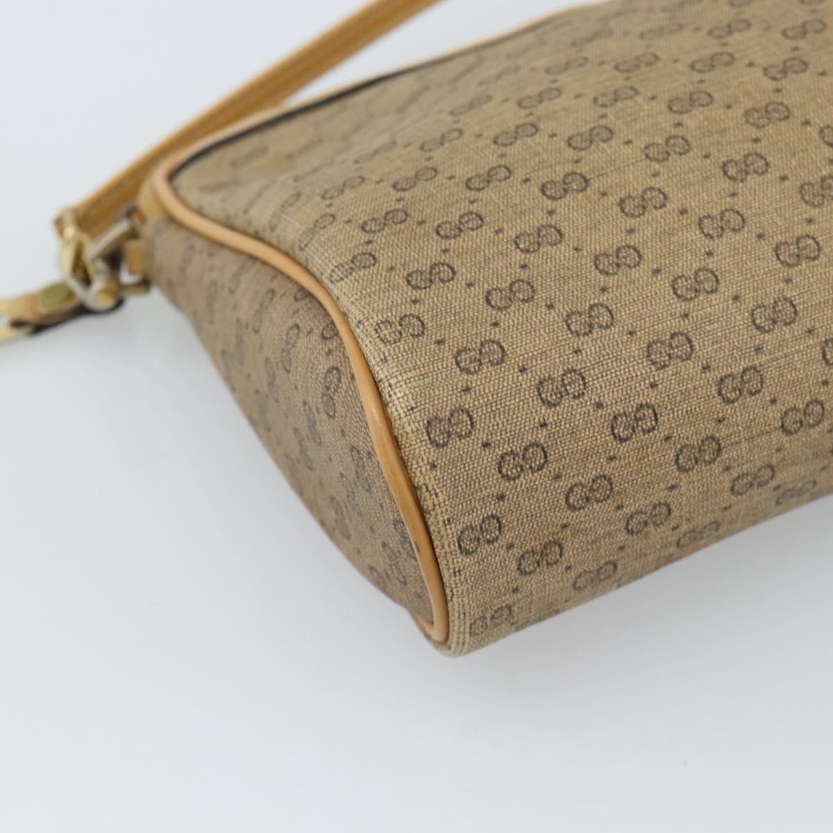 GUCCI Micro GG Supreme Shoulder Bag PVC Beige Gold Auth ti3980