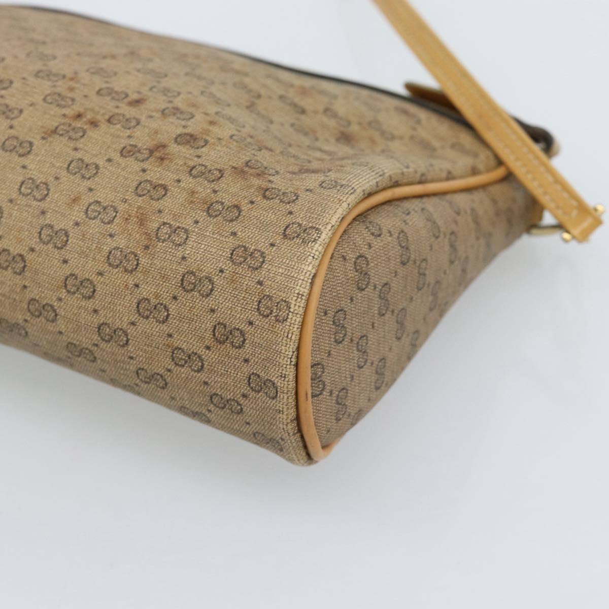 GUCCI Micro GG Supreme Shoulder Bag PVC Beige Gold Auth ti3980