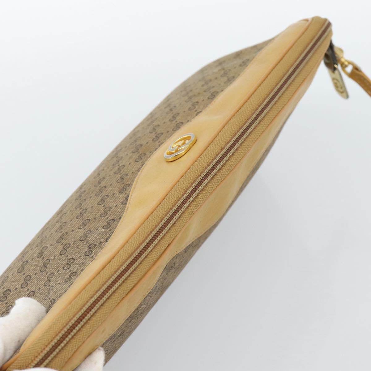 GUCCI Micro GG Supreme Shoulder Bag PVC Beige Gold Auth ti3980