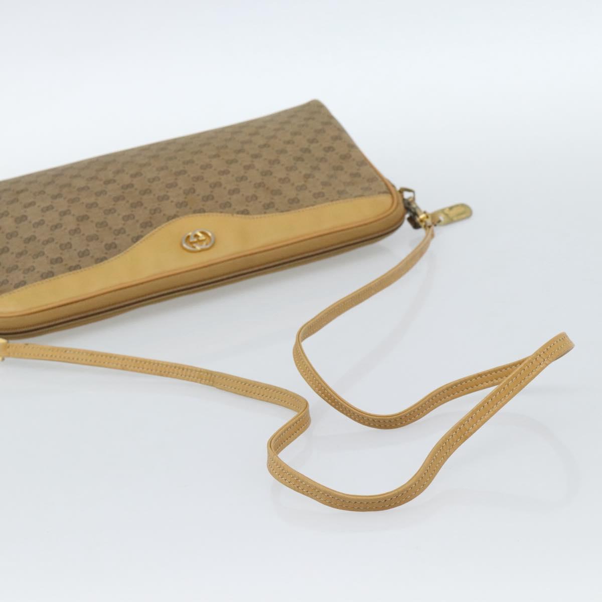 GUCCI Micro GG Supreme Shoulder Bag PVC Beige Gold Auth ti3980