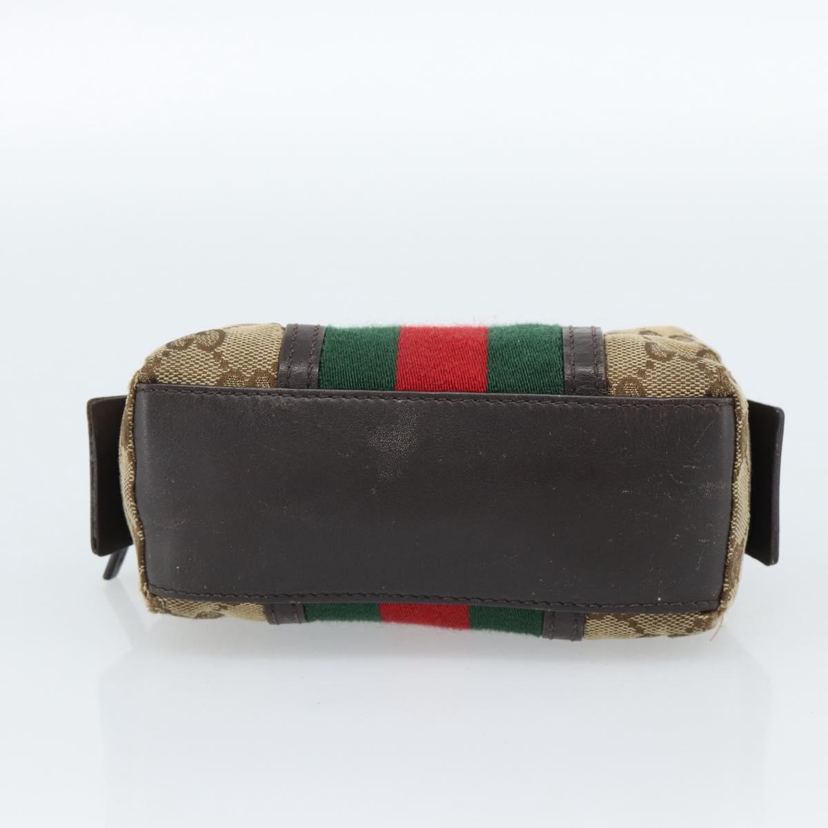 GUCCI GG Canvas Web Sherry Line Pouch Beige 256639 Auth ti3981