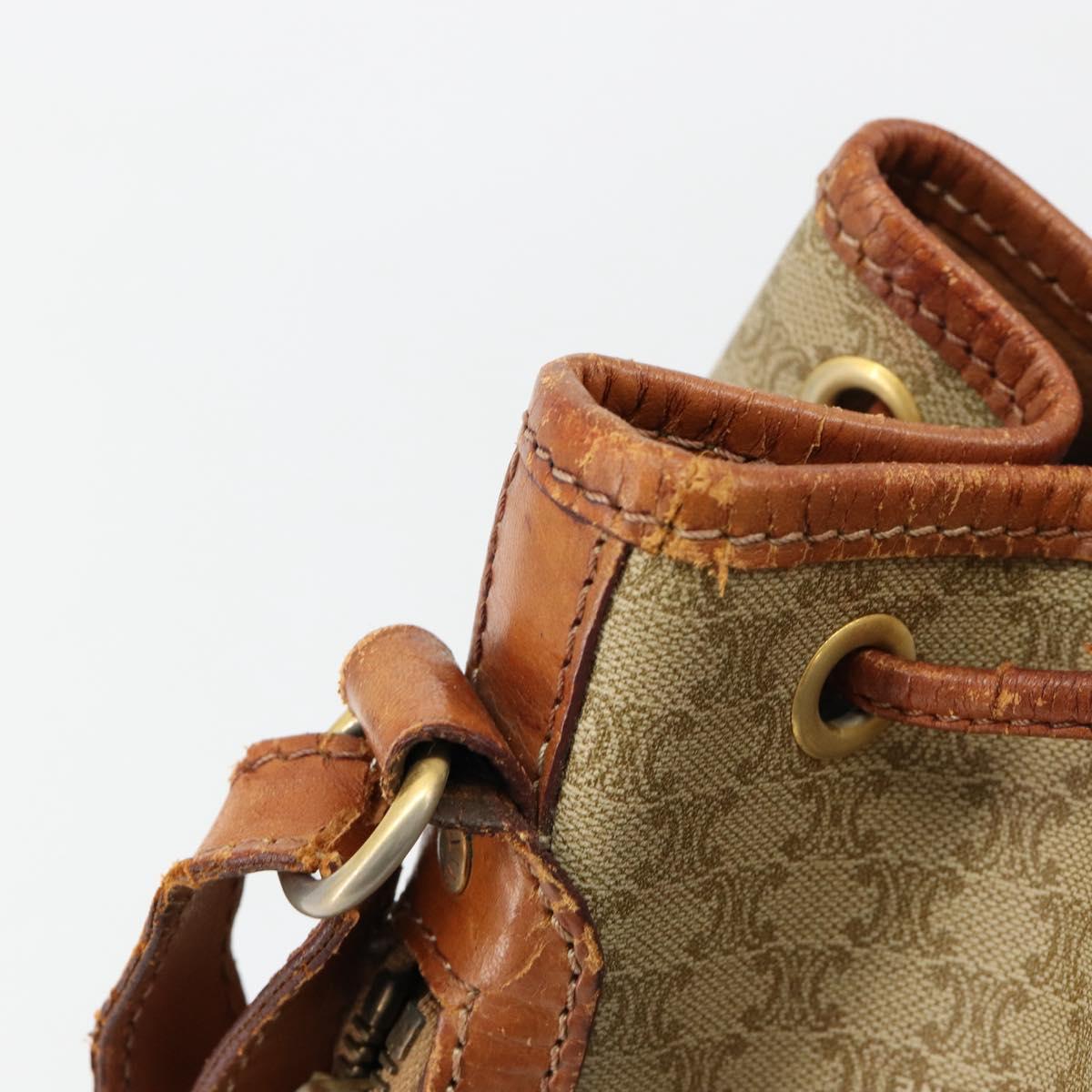 CELINE Macadam Canvas Shoulder Bag PVC Beige Gold Auth ti3982