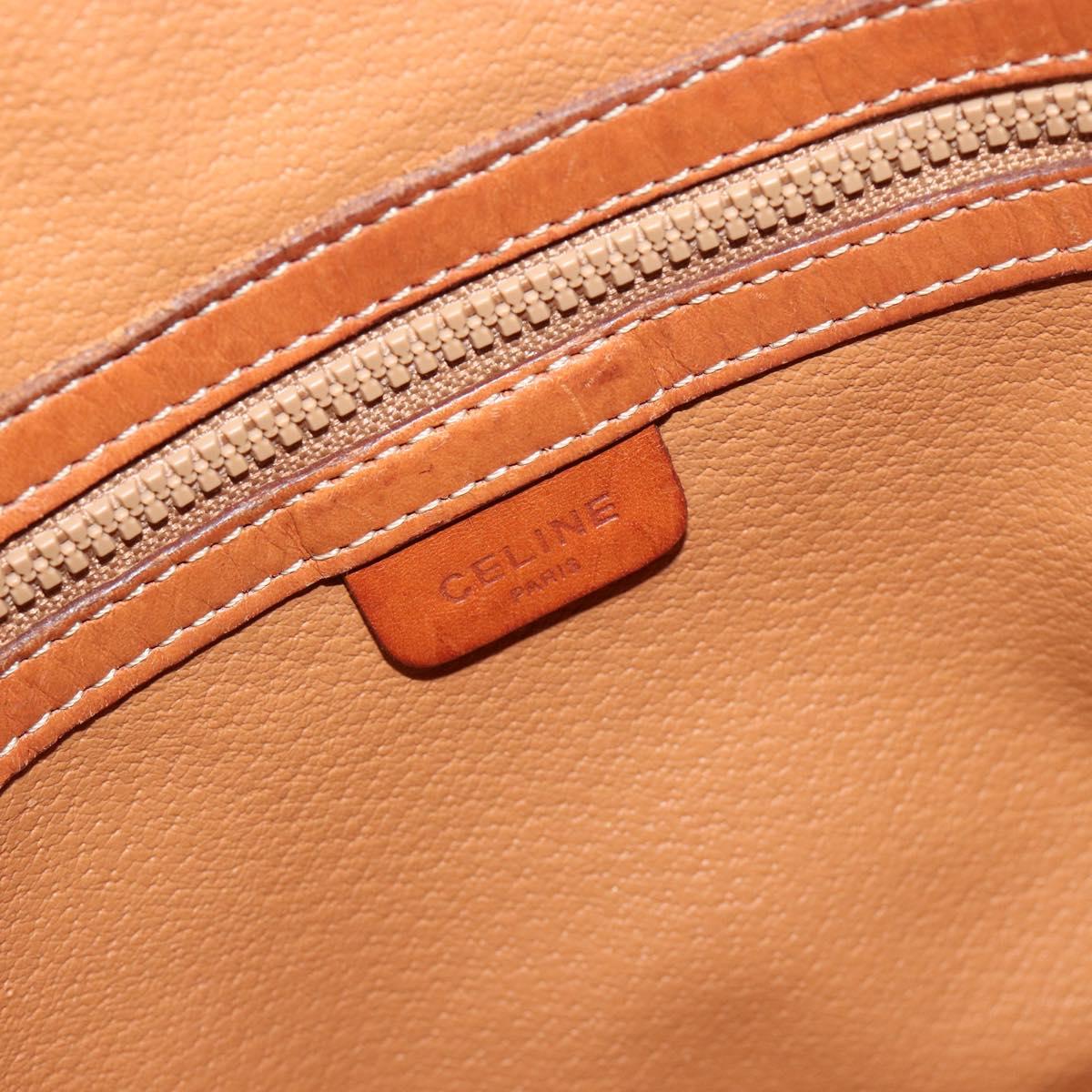 CELINE Macadam Canvas Shoulder Bag PVC Beige Gold Auth ti3982