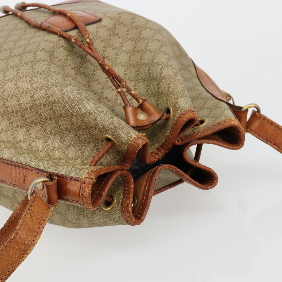 CELINE Macadam Canvas Shoulder Bag PVC Beige Gold Auth ti3982