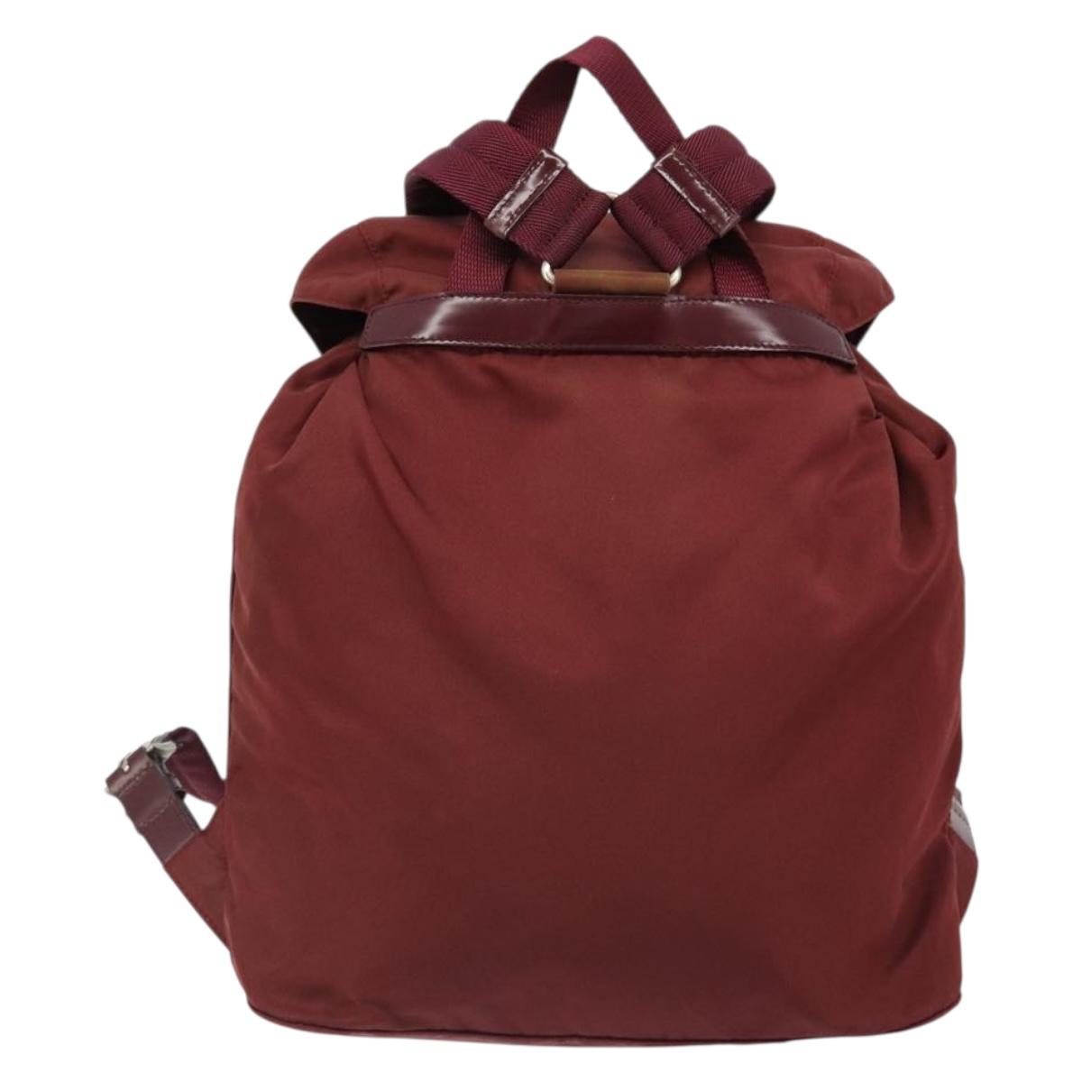 PRADA Backpack Nylon Red Silver Auth ti3983A