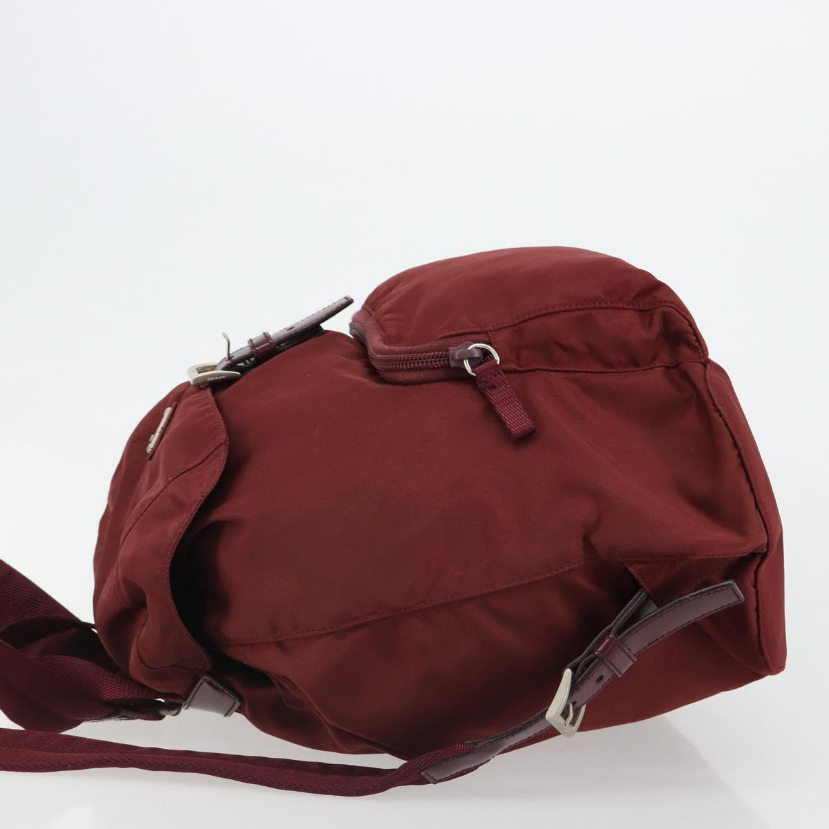 PRADA Backpack Nylon Red Silver Auth ti3983A