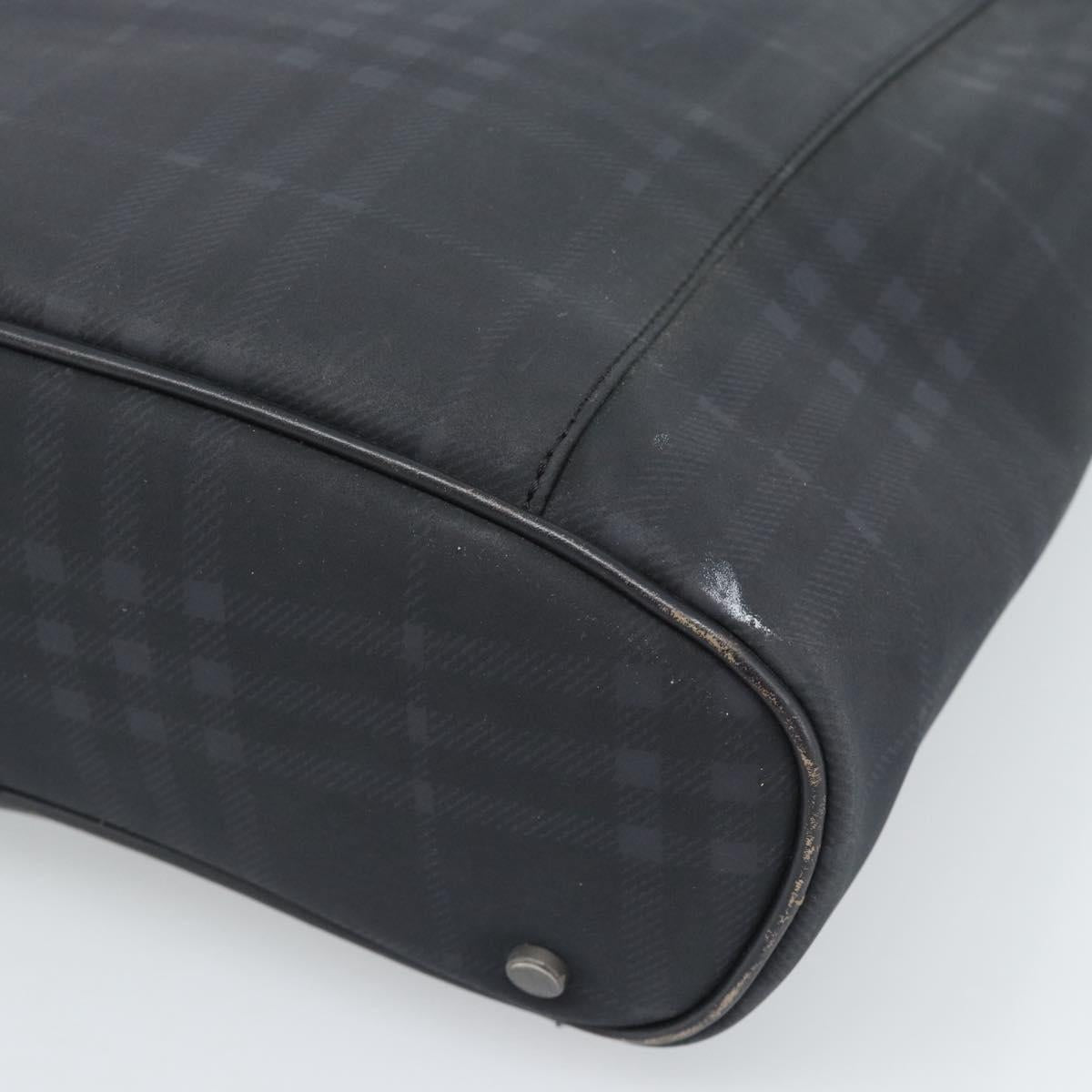 BURBERRY Nova Check Tote Bag PVC Navy Silver Auth ti3984