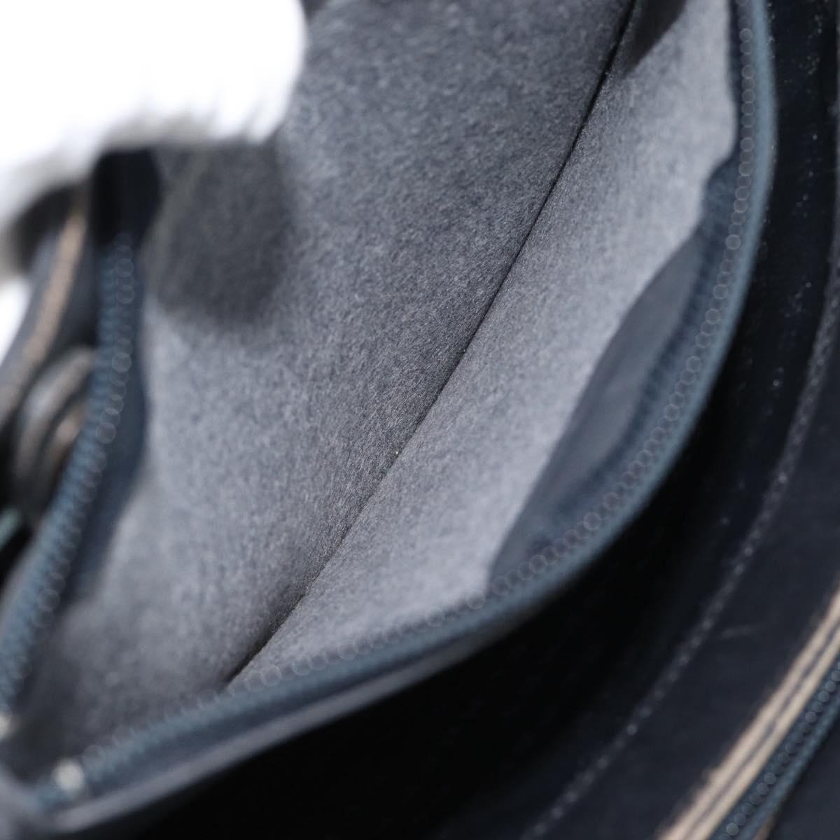 BURBERRY Nova Check Tote Bag PVC Navy Silver Auth ti3984