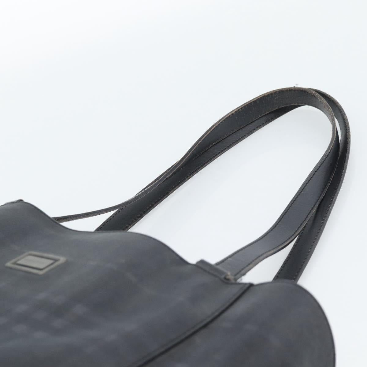 BURBERRY Nova Check Tote Bag PVC Navy Silver Auth ti3984