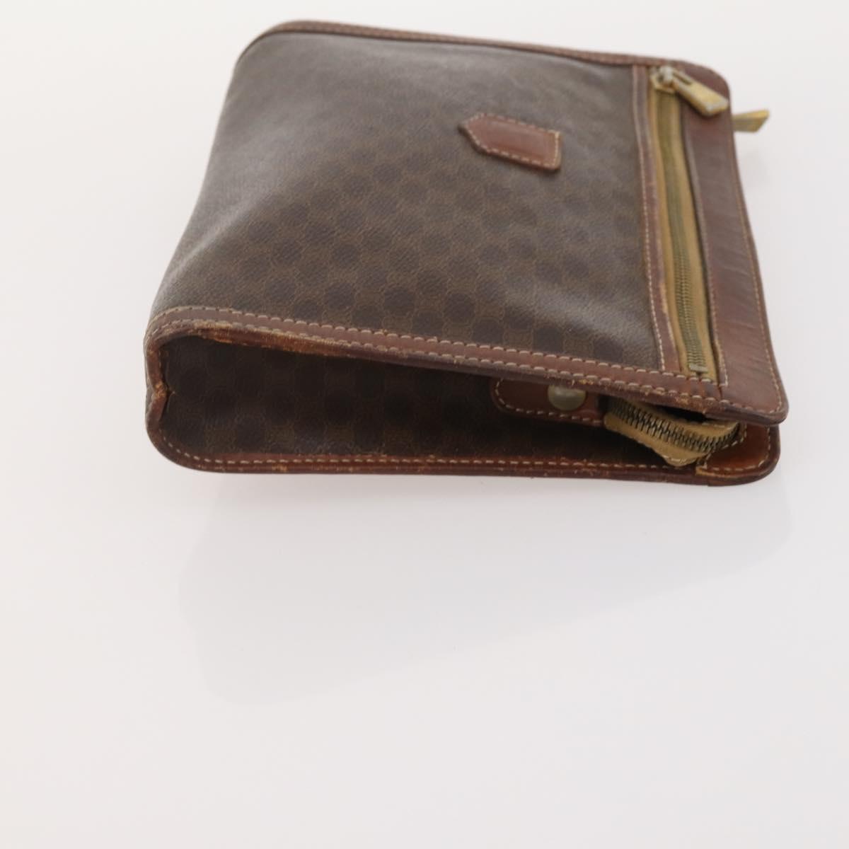 CELINE Macadam Canvas Clutch Bag PVC Leather 2 Set Brown Auth ti3985