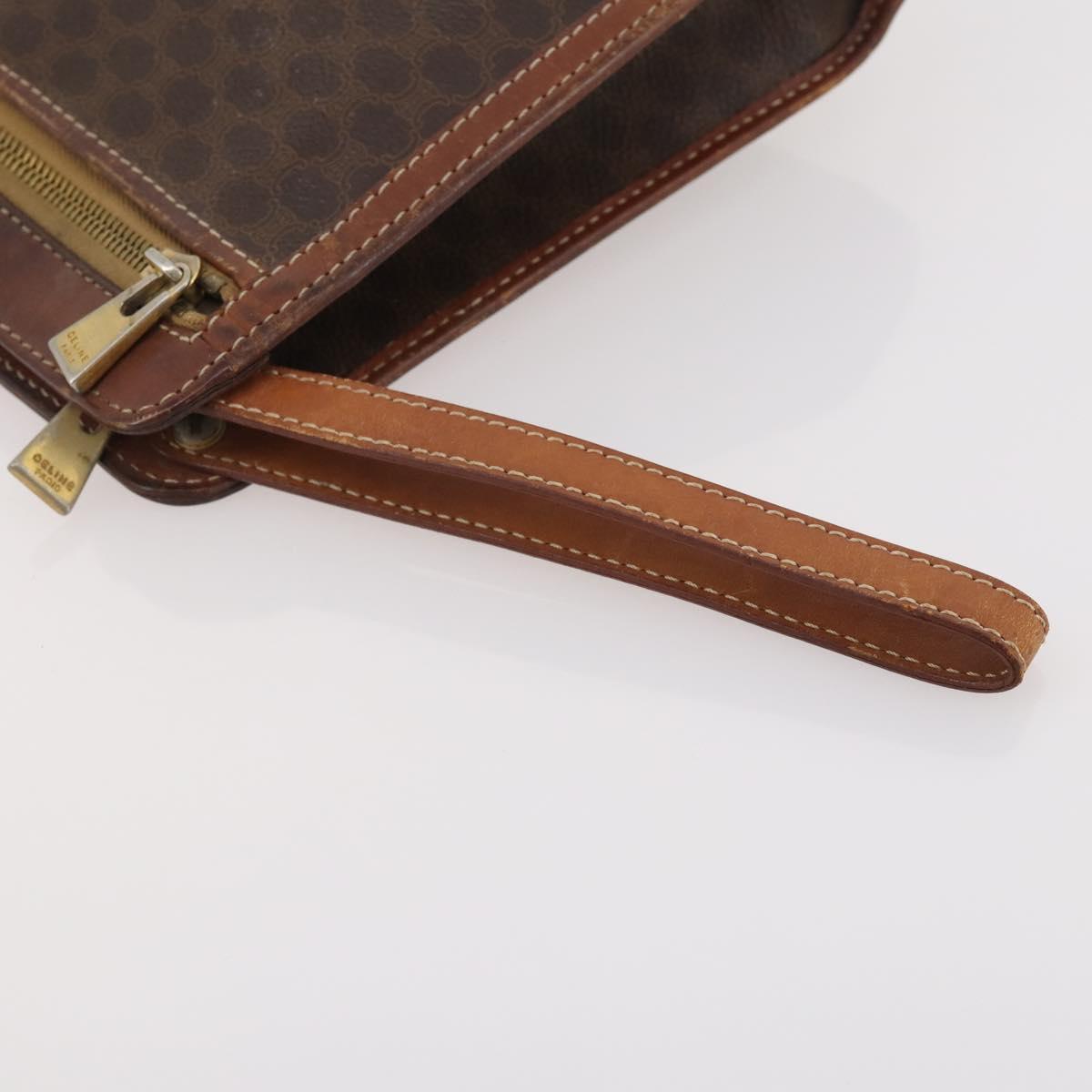 CELINE Macadam Canvas Clutch Bag PVC Leather 2 Set Brown Auth ti3985