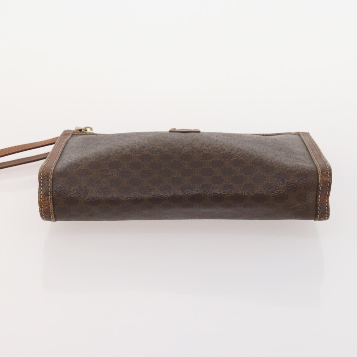 CELINE Macadam Canvas Clutch Bag PVC Leather 2 Set Brown Auth ti3985