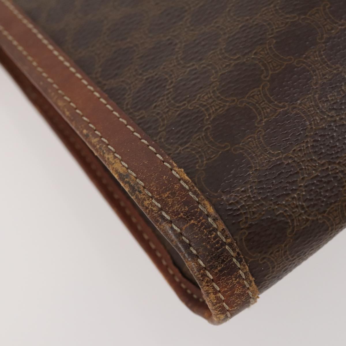 CELINE Macadam Canvas Clutch Bag PVC Leather 2 Set Brown Auth ti3985