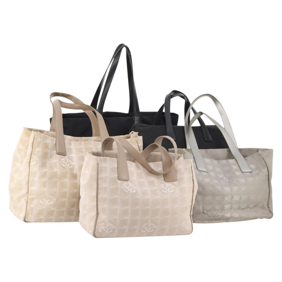 CHANEL New Travel Line Tote Bag Canvas 5 Set Black Gray Pink CC Auth ti3986