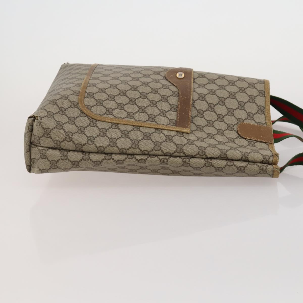 GUCCI GG Supreme Web Sherry Line Tote Bag PVC 2 Set Beige Auth ti3987