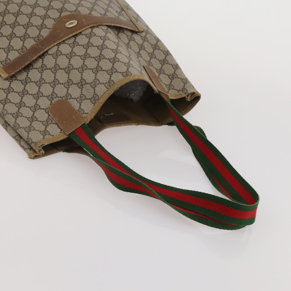 GUCCI GG Supreme Web Sherry Line Tote Bag PVC 2 Set Beige Auth ti3987