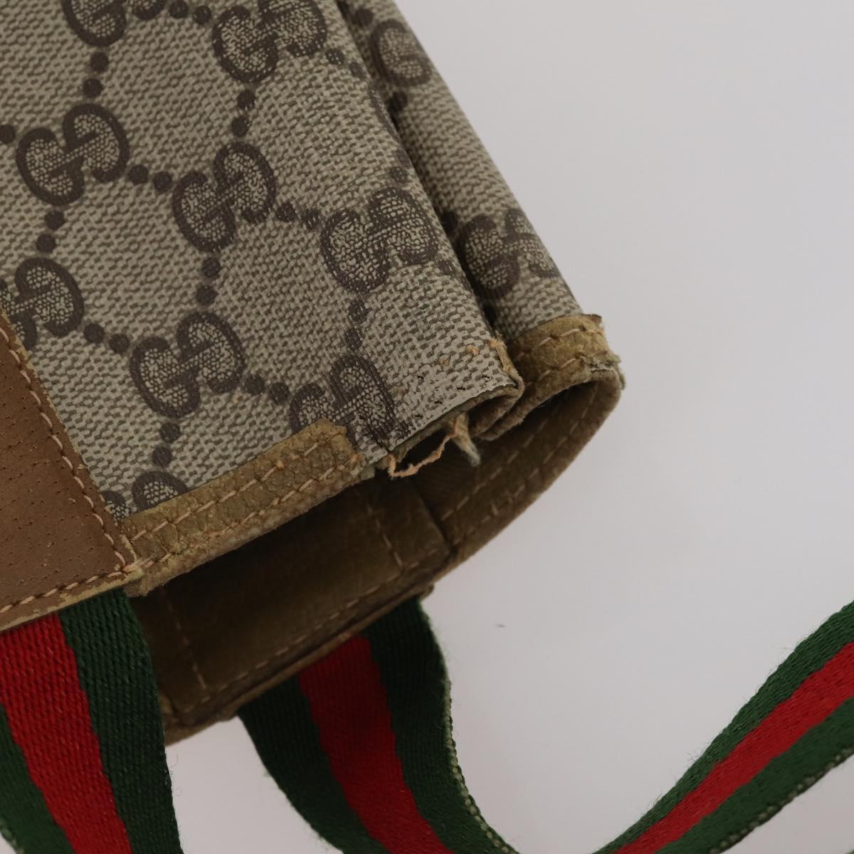 GUCCI GG Supreme Web Sherry Line Tote Bag PVC 2 Set Beige Auth ti3987