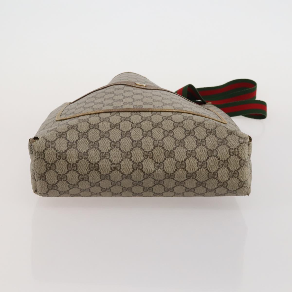 GUCCI GG Supreme Web Sherry Line Tote Bag PVC 2 Set Beige Auth ti3987