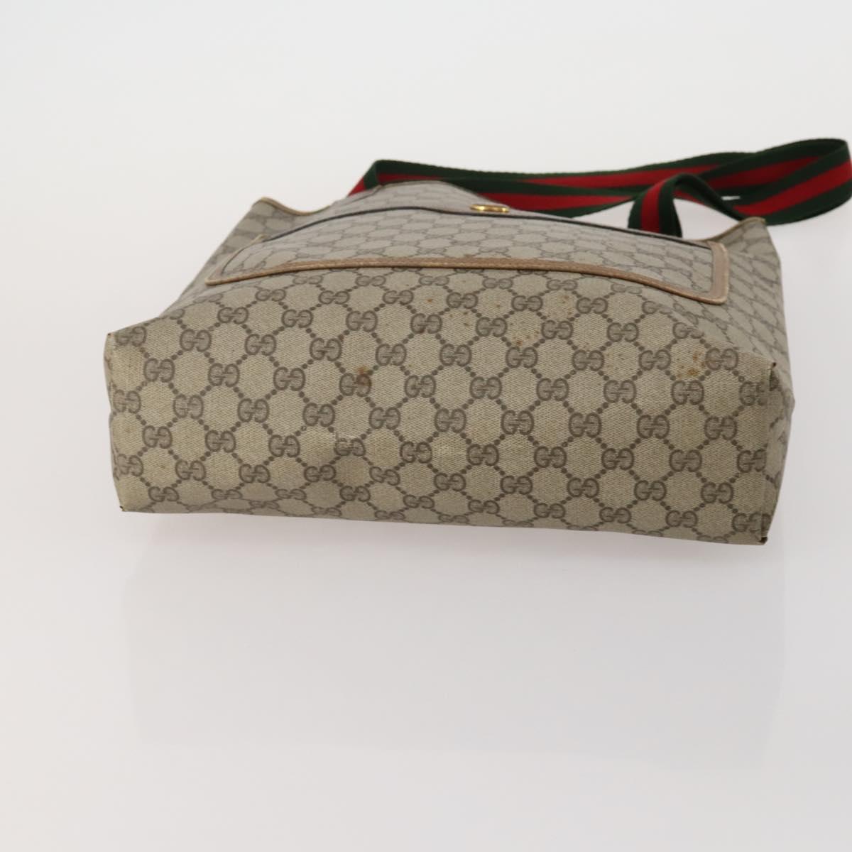 GUCCI GG Supreme Web Sherry Line Tote Bag PVC 2 Set Beige Auth ti3987