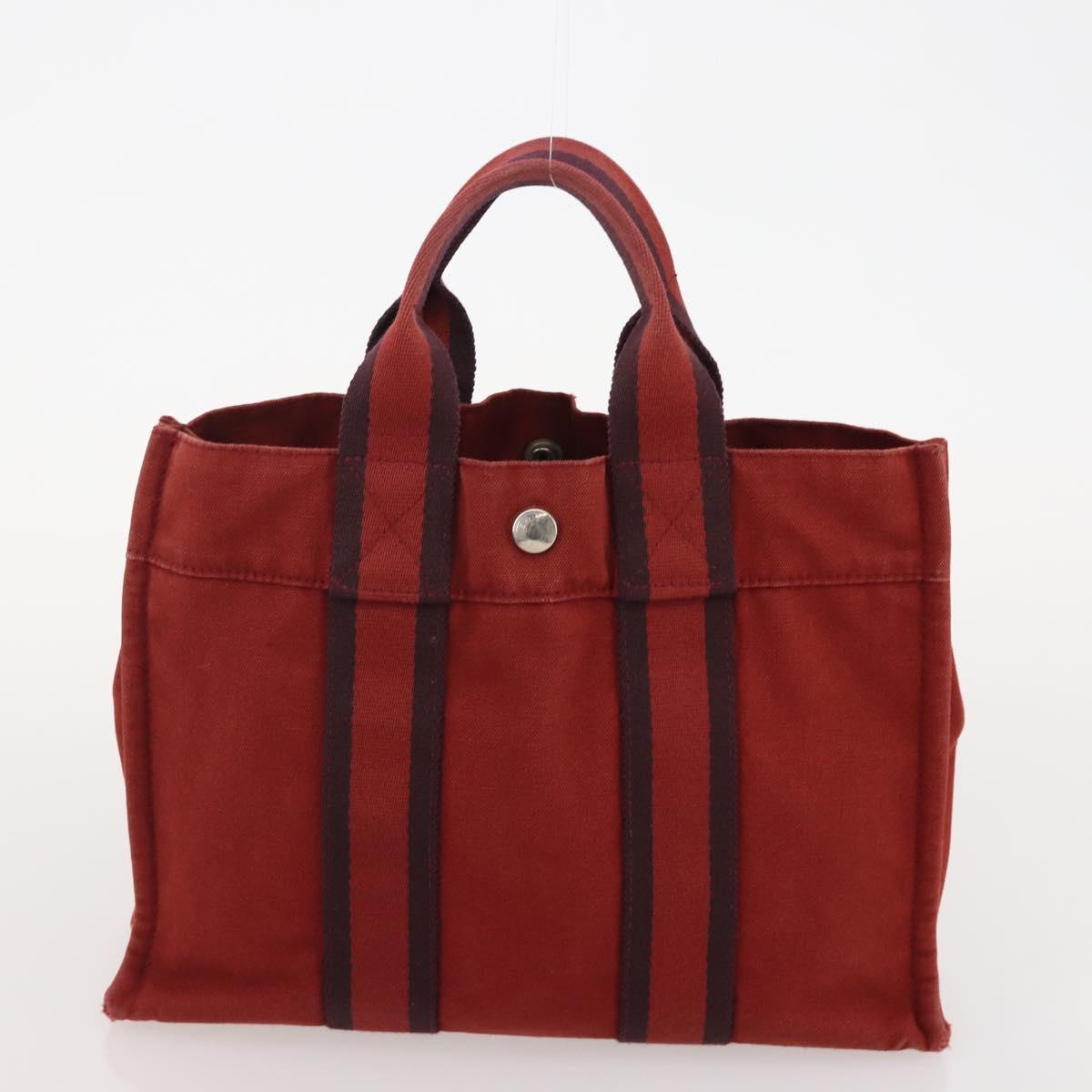 HERMES Fourre Tout Hand Bag Cotton 5 Set Red Gray Black Auth ti3989