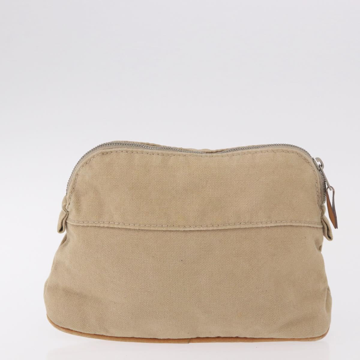 HERMES Pouch Canvas Leather 5 Set Beige Pink Purple Auth ti3991