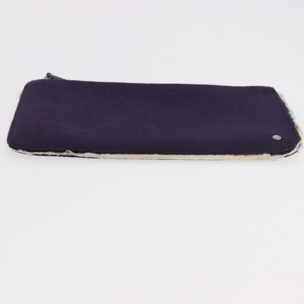 HERMES Pouch Canvas Leather 5 Set Beige Pink Purple Auth ti3991