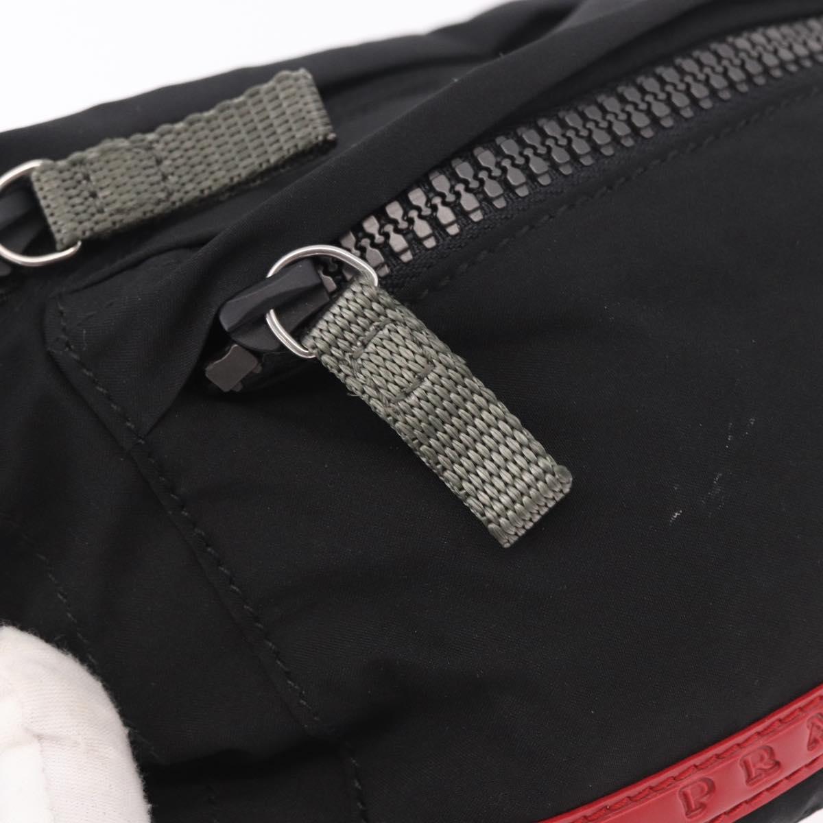 PRADA Sports Line Waist Bag Nylon Blue Silver Auth ti3992