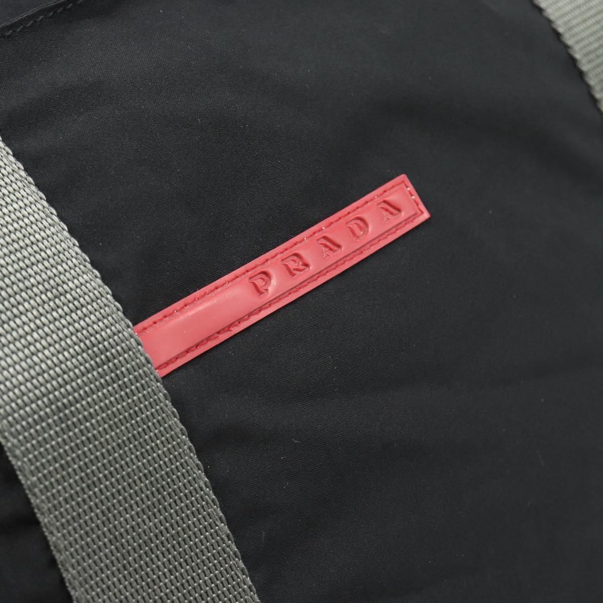 PRADA Sports Line Tote Bag Nylon Black Silver Auth ti3994