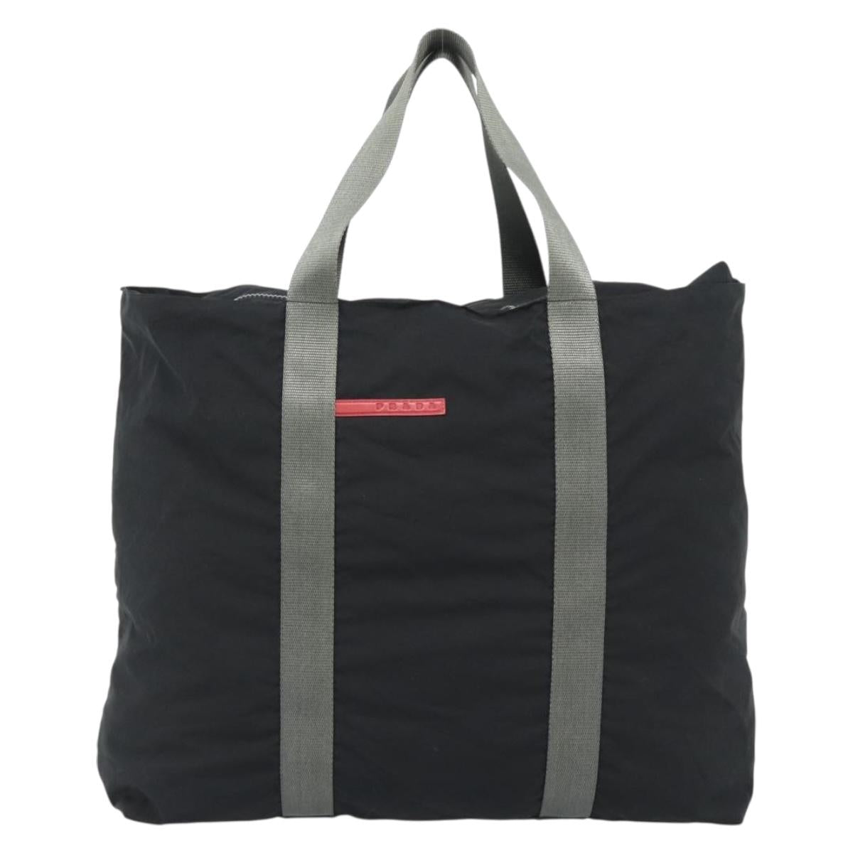 PRADA Sports Line Tote Bag Nylon Black Silver Auth ti3994
