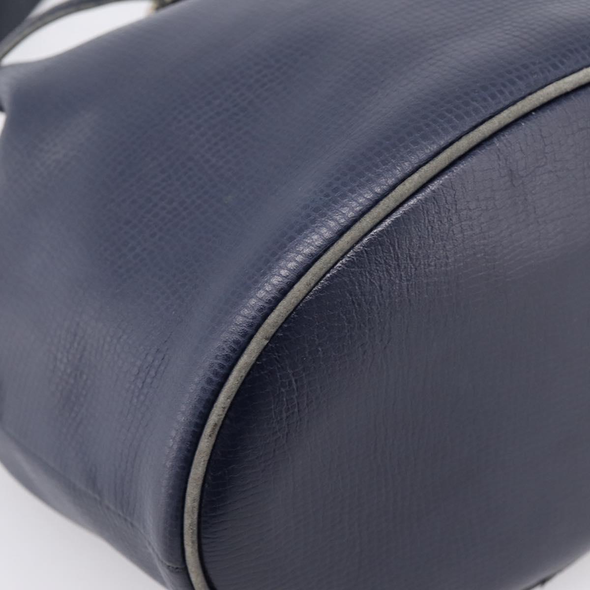 Christian Dior Purse Shoulder Bag Leather Navy Gold Tone Auth ti3995