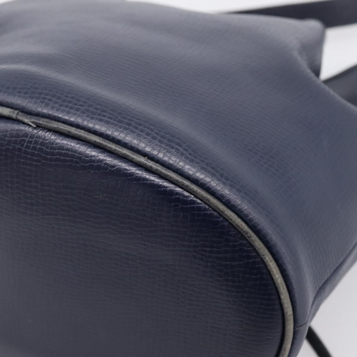 Christian Dior Purse Shoulder Bag Leather Navy Gold Tone Auth ti3995