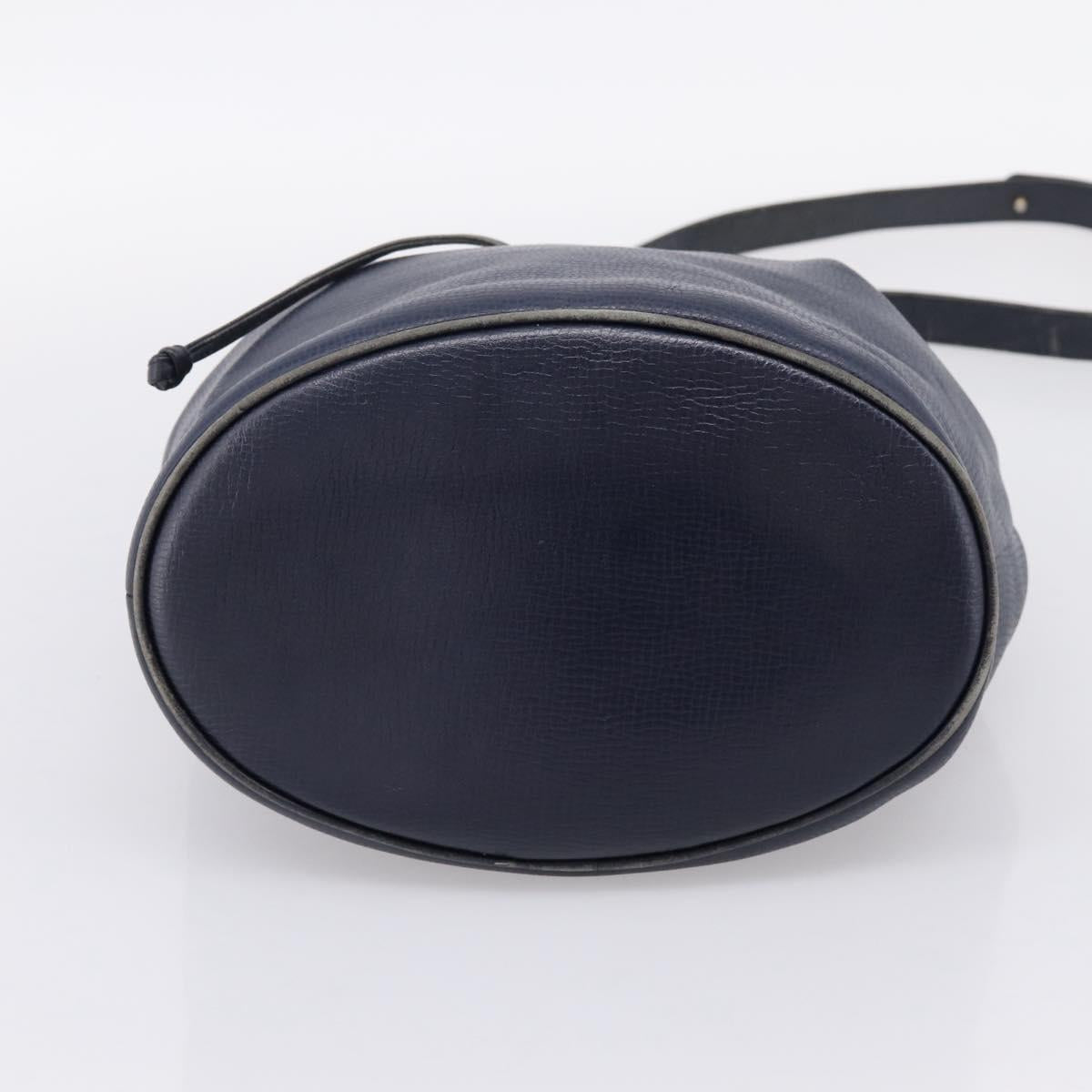 Christian Dior Purse Shoulder Bag Leather Navy Gold Tone Auth ti3995
