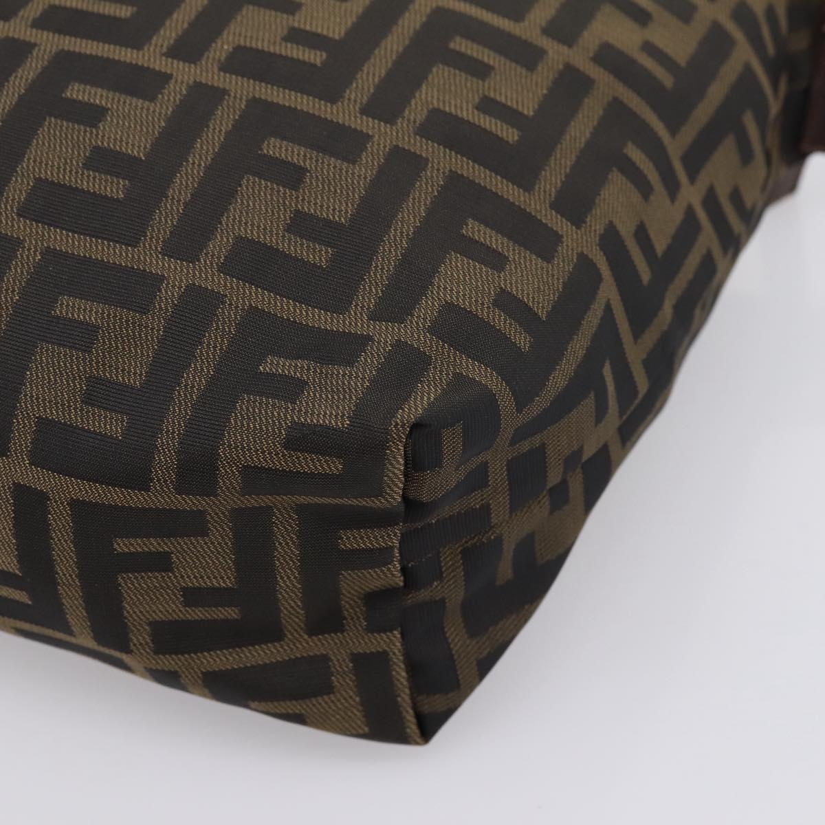 FENDI Zucca Canvas Pouch Brown Silver Auth ti4000