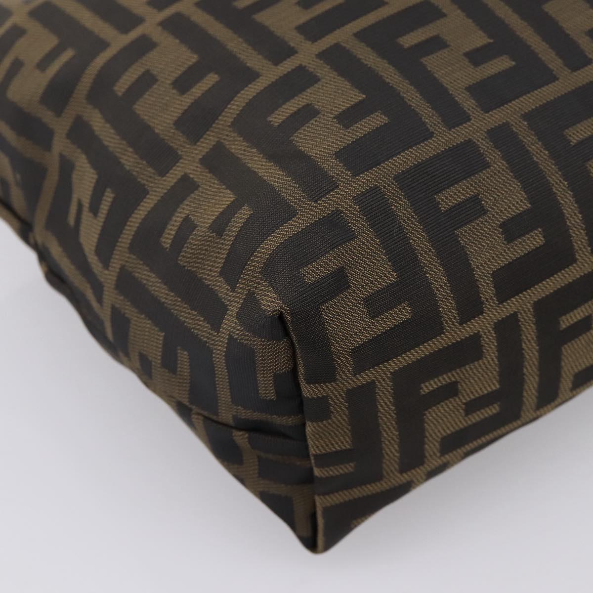 FENDI Zucca Canvas Pouch Brown Silver Auth ti4000