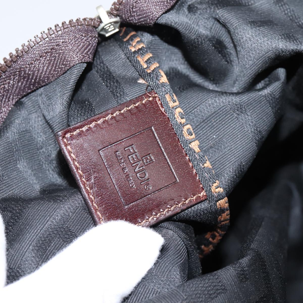 FENDI Zucca Canvas Pouch Brown Silver Auth ti4000