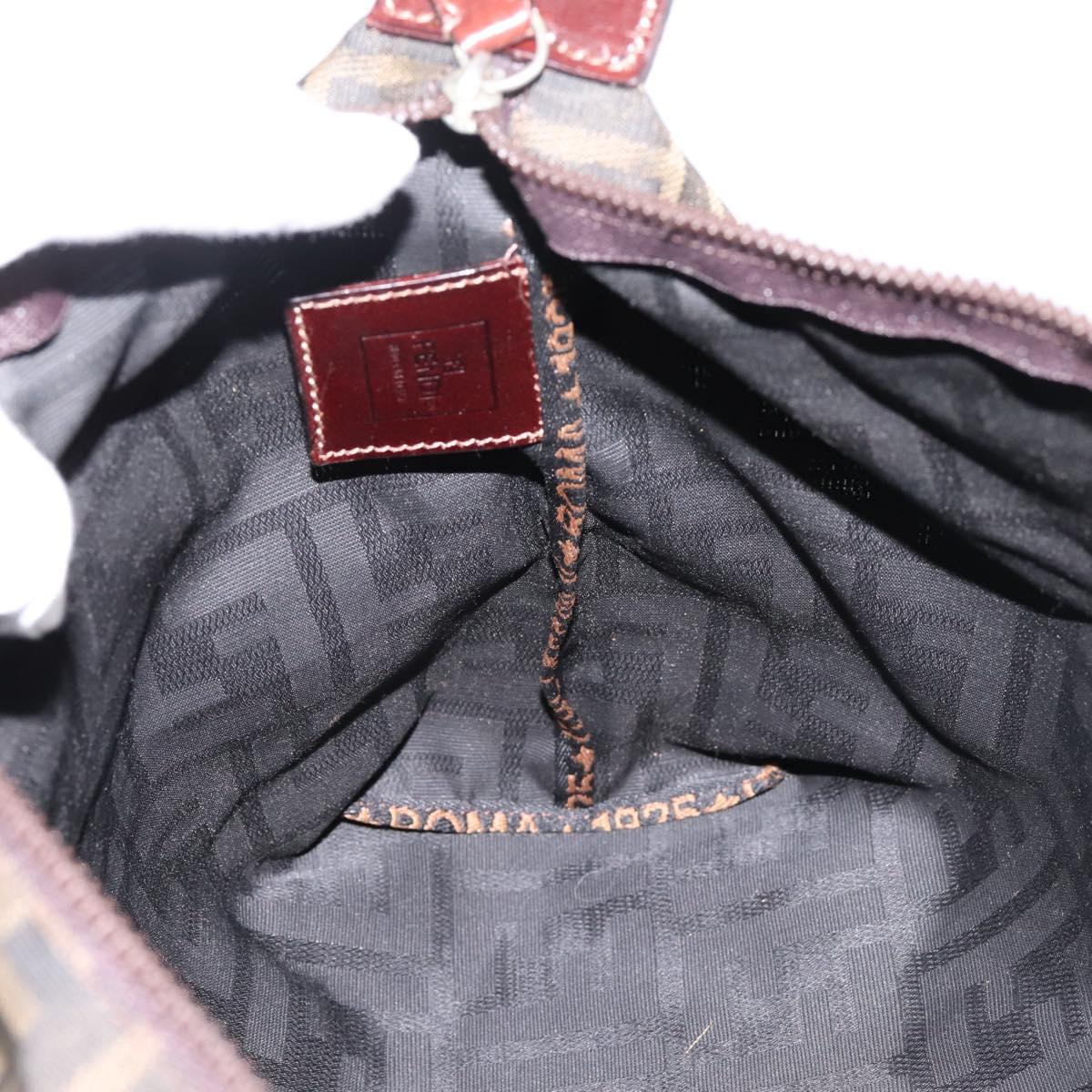 FENDI Zucca Canvas Pouch Brown Silver Auth ti4000