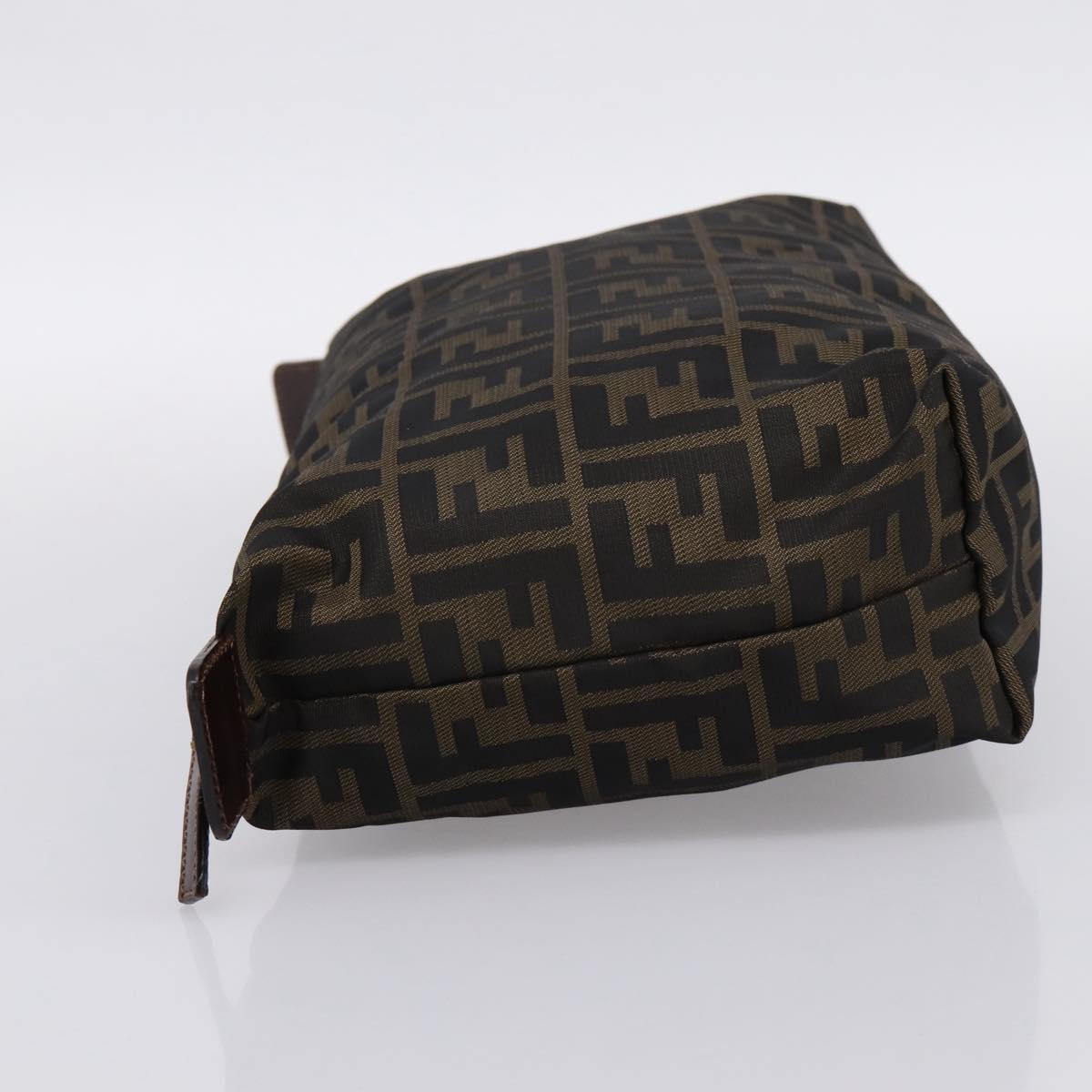 FENDI Zucca Canvas Pouch Brown Silver Auth ti4000