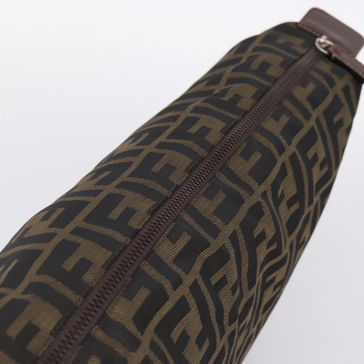 FENDI Zucca Canvas Pouch Brown Silver Auth ti4000