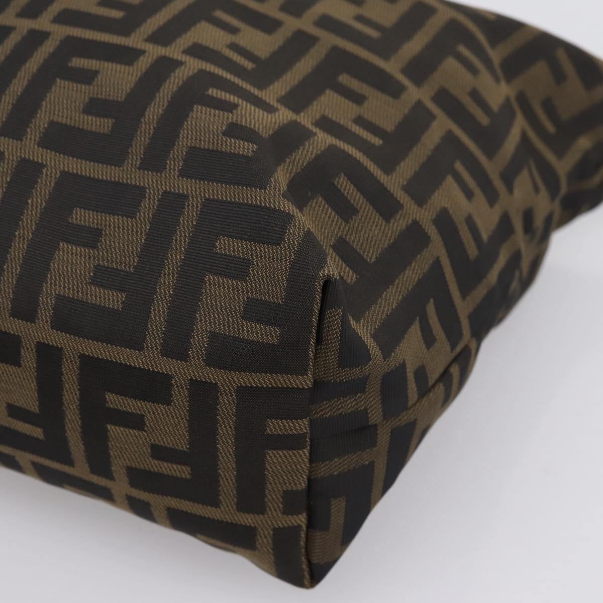 FENDI Zucca Canvas Pouch Brown Silver Auth ti4000