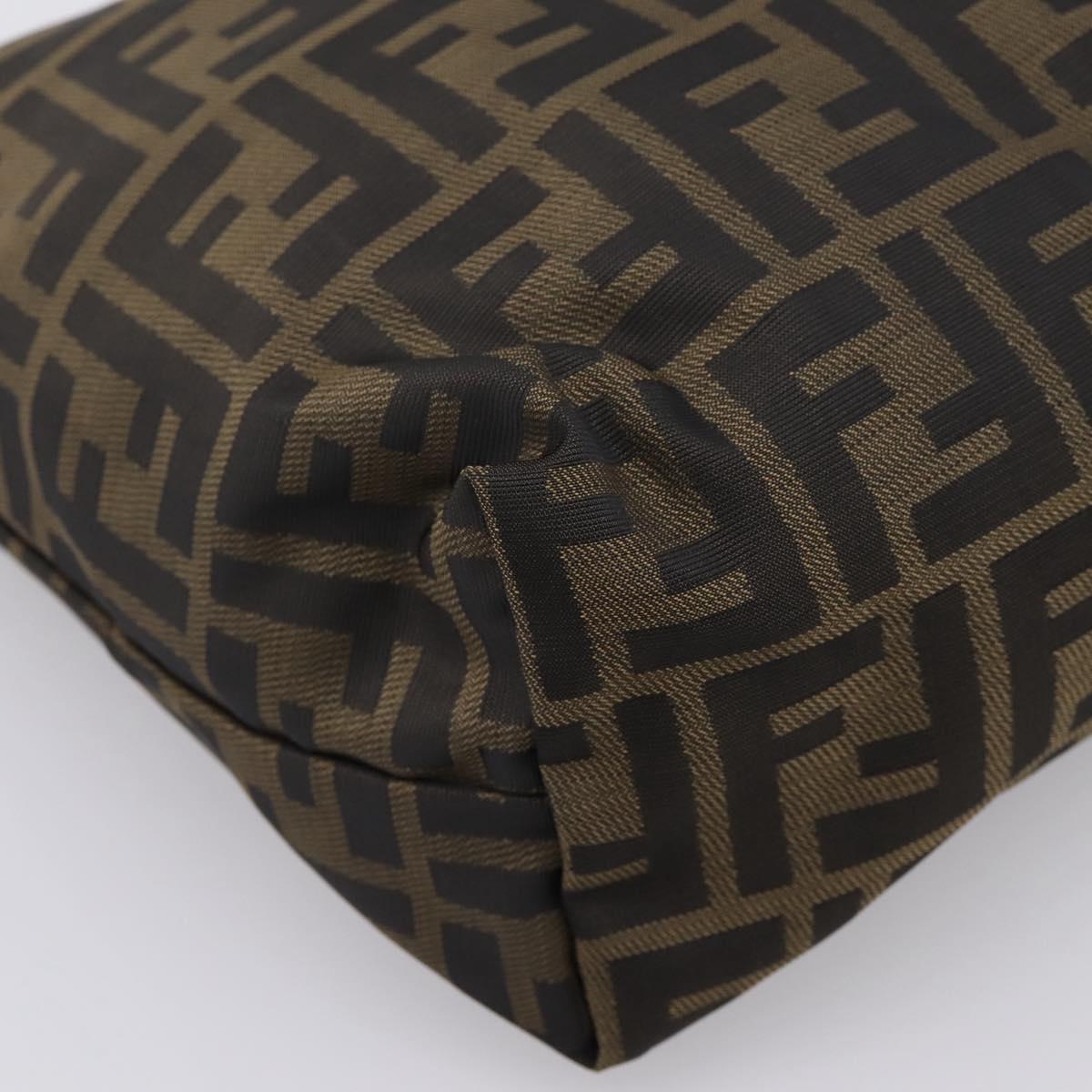 FENDI Zucca Canvas Pouch Brown Silver Auth ti4000