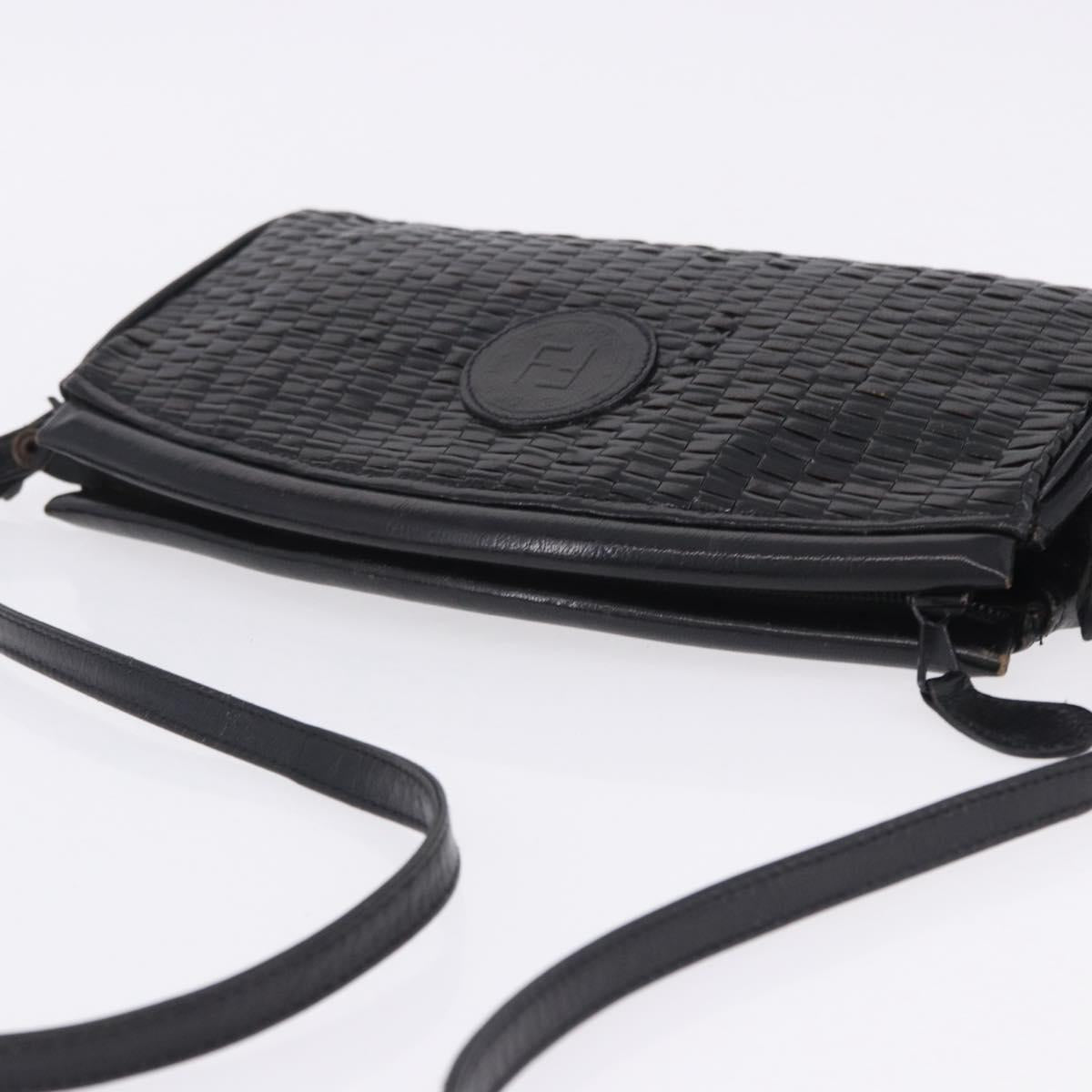 FENDI Shoulder Bag Leather Black Auth ti4002