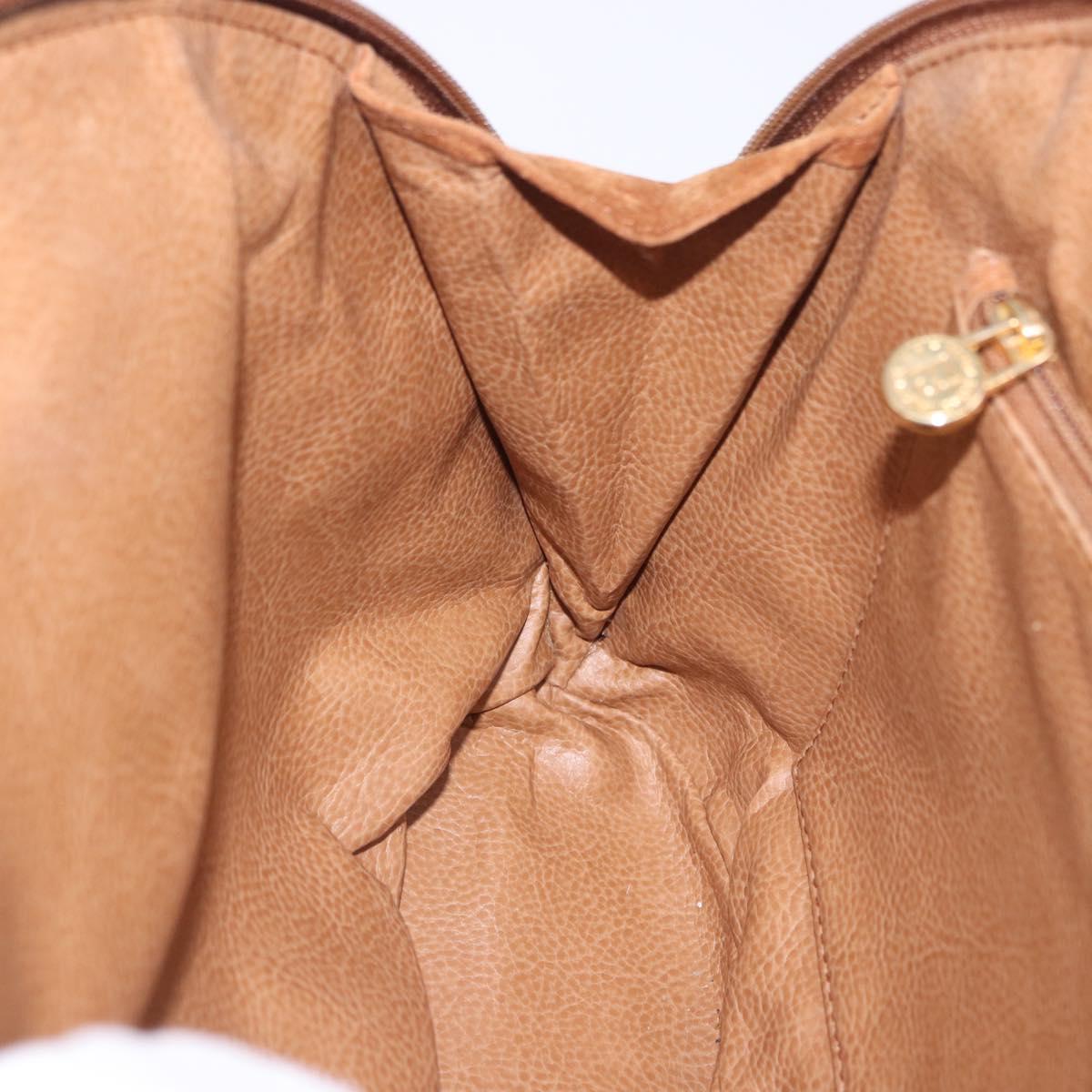 FENDI Macaroni Shoulder Bag Suede Brown Gold Tone Auth ti4003
