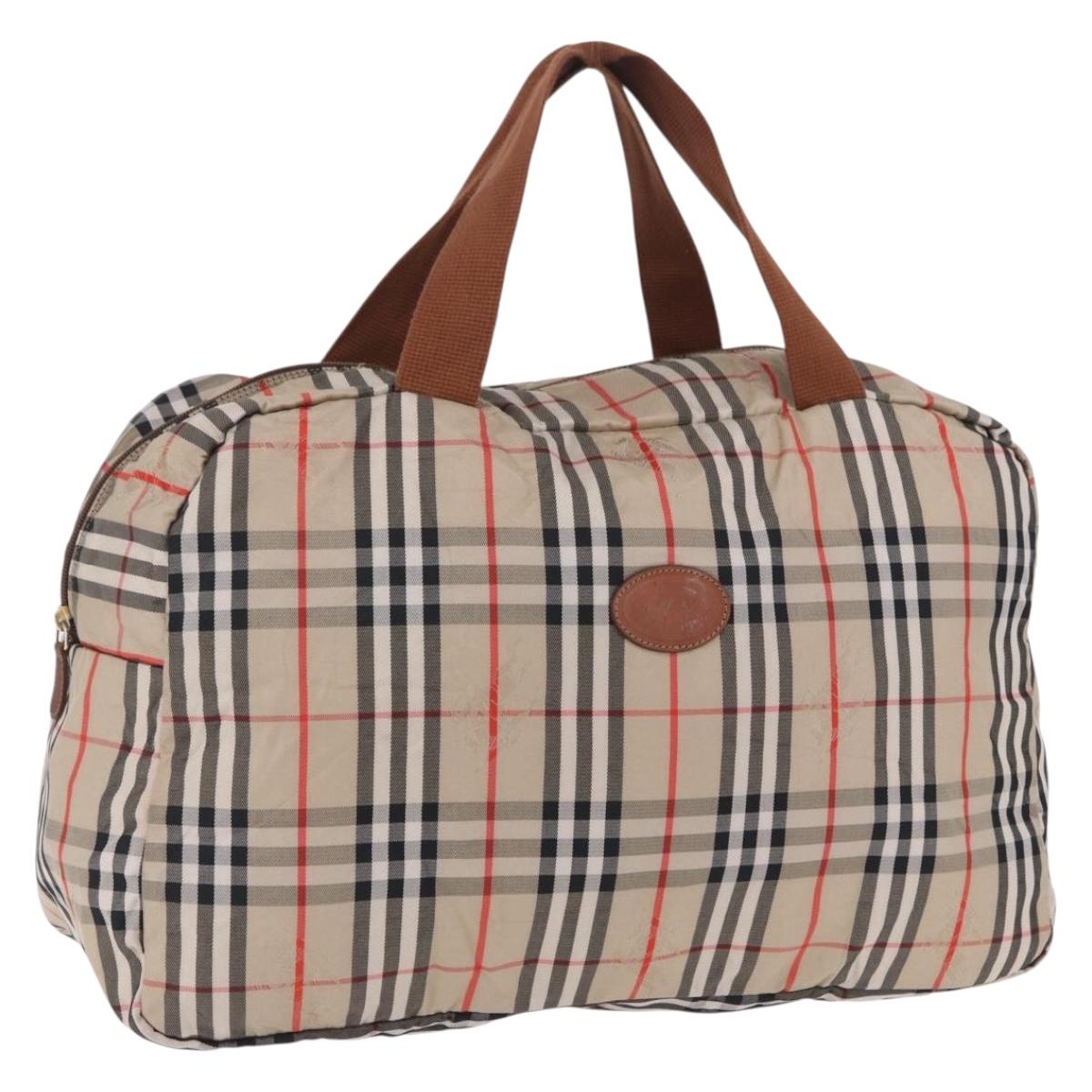 Burberrys Nova Check Folding Boston Bag Canvas Beige Brown Auth ti4005