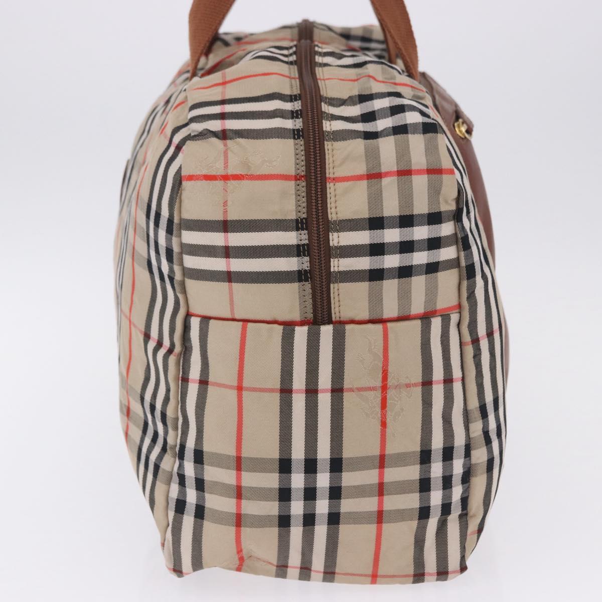 Burberrys Nova Check Folding Boston Bag Canvas Beige Brown Auth ti4005